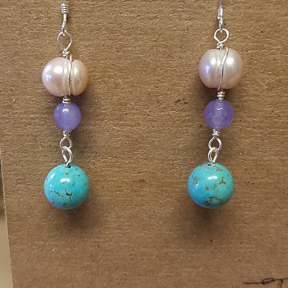 Multi Gemstone Earrings in Sterling